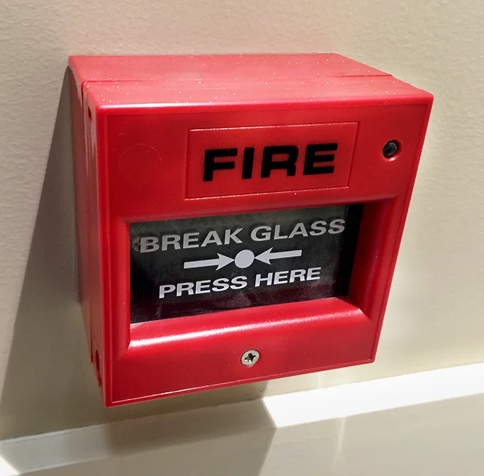 Close up of a fire alarm on wall.
